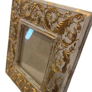 Italian victorian floral ornate standing picture frame. 3X3 photo glass? Resin?